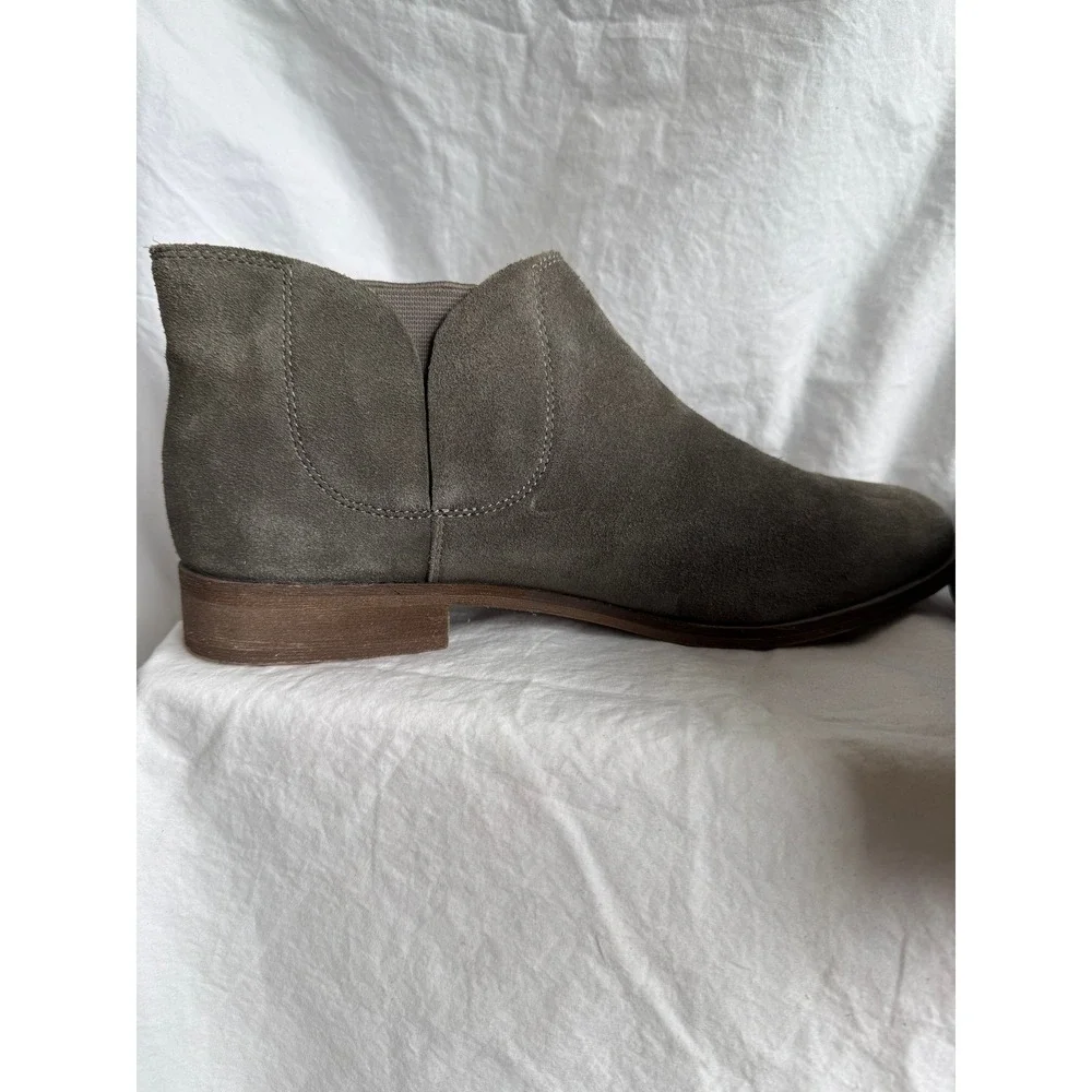 Splendid Suede Ankle‎ Boots Taupe Grey Side Cutout Low Heel Booties Mens